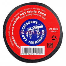 Terminator IZT 1925 fabric изолента черная тканевая, безворсовая, полиэстер, акриловый клей, 0,25 мм