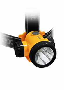 Фонарь налобный КОСМОС 3W LED, Li-ion аккум, встр. з/у, шнур micro usb