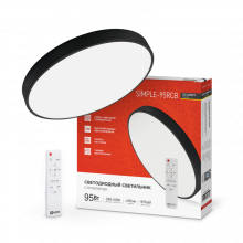 IN HOME Светильник светодиодный серии SCANDY SIMPLE-95RCB 95Вт 3000-6500K 7600Лм 500x50мм с ДУ черн.