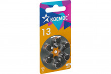 Батарейка КОСМОС ZA13 (13, PR48, DA13, V13A) 1,45В, для слуховых аппаратов, BL-6