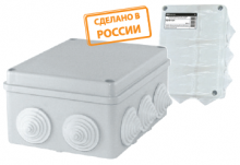 TDM распаячная коробка ОП 120х80х50мм, крышка, IP55, 6 вх. выс. степень защиты от влаги.
