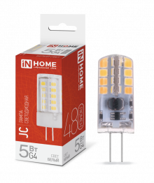 IN HOME Лампа светодиодная LED-JC 5Вт 12В G4 4000К 480Лм