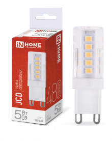 IN HOME Лампа светодиодная LED-JCD 5Вт 230В G9 4000К 480Лм