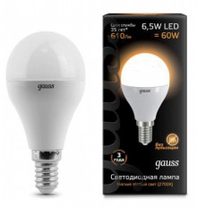 Лампа GAUSS LED Globe 6,5W E14 3000K