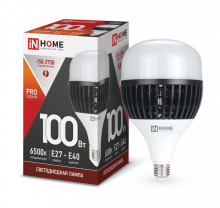 IN HOME Лампа светодиодная LED-HP-PRO 100Вт 230В E27 с адаптером Е40 6500К 9000Лм