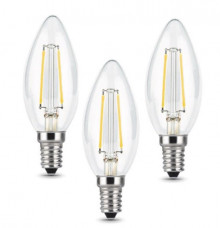 Лампа Gauss Filament Свеча E14 5W 2700К (3 лампы в упаковке)