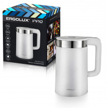 Чайник электрический ERGOLUX ELX-KS11-C01 белый PRO (чайник нерж.сталь/пластик, 1.8л, 220-240В, 2200