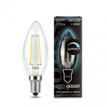 Лампа Gauss LED Filament Candle E14 5W 4100К диммируемая