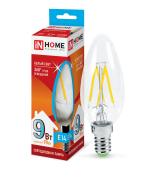 IN HOME лампа LED-C37 9Вт 230В Е14 4000К 810Лм (нить)