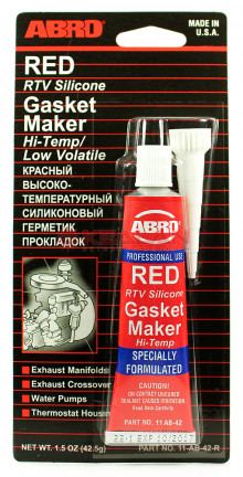 Герметик ABRO 11-AB-42.5 высокотемпературный, красный, для прокладок, 42,5г.