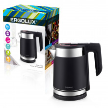 Чайник электрический ERGOLUX ELX-KS10-C02 черный (нерж.сталь/пластик, 1.8л, 220-240В, 1800 Вт)