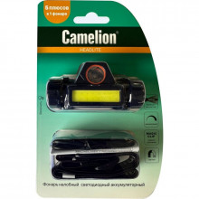 Фонарь CAMELION LED53405 ( налобн.аккум 3,7В, димм, черный, XPE + COB LED, 3 Вт, 2 реж, магн, бл)