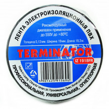 Terminator IZ 1918FR изолента черная ПВХ, огнеупорная, 0,13 мм, 19 мм, 18,3 м, в тубе 10 шт