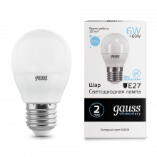 Лампа GAUSS LED Elementary Globe 6W E27 6500K