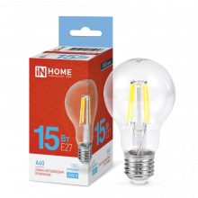 IN HOME лампа LED-A60 15Вт 230В Е27 6500К 1480Лм (нить)