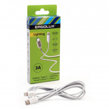 Кабель ERGOLUX ELX-CDC04-C01 (Type C-Lightning, 3А, 1,2м, белый, Зарядка+Передача данных, коробка)