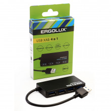 Разветвитель ERGOLUX ELX-SLP01-C02 (USB-4USB, 2А, черный, коробка)