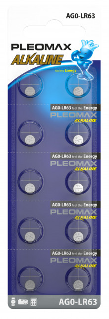 Батарейки Pleomax AG0 (379) LR521, LR63 Button Cell (100/1000)