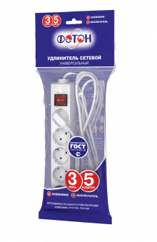 Удлинитель ФОТОН Универсал 16-35ЕS (1х5) 3м вкл/з
