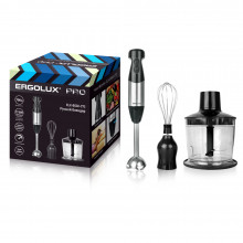 Блендер ERGOLUX ELX-BS02-C72 серебристо-черн PRO ( набор:измельчит.,венчик, 700Вт,220-240В)