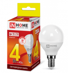 IN HOME Лампа светодиодная LED-ШАР-VC 8Вт 230В Е14 3000К 600Лм