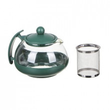Чайник заварочный 750мл, овальный, ситечко из нержавеющей стали, стекло, полипропилен, 3 цвета