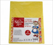 КОШКИН ДОМ Салфетки для уборки универсальные 3 шт., вискоза, 30*38 см