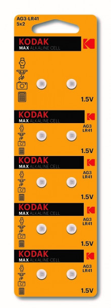 Батарейки Kodak AG3 (392) LR736, LR41 [KAG3-10] MAX Button Cell (100/1000) 30413993-RU1
