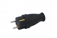 Вилка прямая LEEK LE PLUG 16А 3500W 01 c/з черная (30/300)