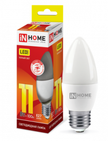 IN HOME Лампа светодиодная LED-СВЕЧА-VC 11Вт 230В Е27 3000К 820Лм