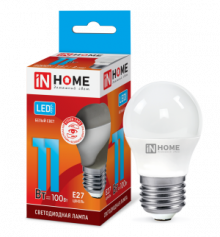 IN HOME Лампа светодиодная LED-ШАР-VC 11Вт 230В Е27 4000К 820Лм