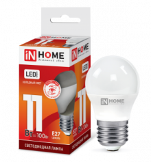 IN HOME Лампа светодиодная LED-ШАР-VC 11Вт 230В Е27 6500К 820Лм