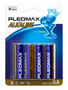 Батарейки Pleomax LR6-4BL Alkaline (40/400/19200)