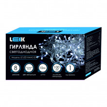 Гирлянда светодиодная LEEK нить 10м 100, прозрачный кабель, 6500К