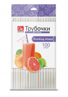 GRIFON Трубочки гофрированные для напитков, 100 шт. в п/эт.уп., 21 см