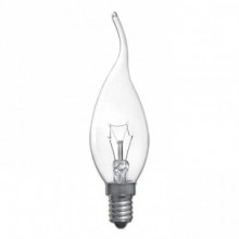 Лампа свеча 60w Е14 220v, свеча на ветру, прозрачная Prc