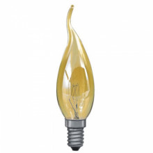 Лампа свеча з 40w Е14 220v, свеча на ветру, золотая Prc