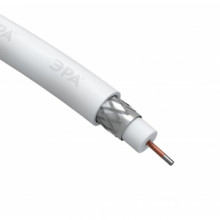 Кабель ЭРА RG-6U, 75 Ом, CCS/(оплётка Al 48%), PVC, цвет белый, SIMPLE (100м)