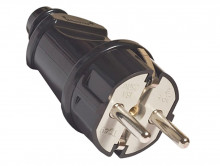 TDM вилка прямая с/з черная 16А 250В