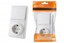 TDM блок комбинированный БКВР 1-но кл. выкл + розетка 2П+З с з/ш