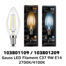 Лампа Gauss LED Filament Candle E14 9W 4100К