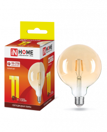 IN HOME лампа LED-GL-125-deco gold 11Вт 230В Е27 3000К 990Лм золотистая