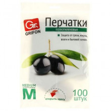 GRIFON Перчатки полиэтиленовые, р-р М, 100 шт. в п/э упаковке /50/1