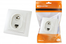 TDM розетка телефонная RJ11 + компьютерная RJ45 белая 