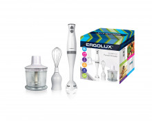 Блендер ERGOLUX ELX-BS01-C31 бело-серый  (измельчитель,венчик, блендер.500Вт,220-240В)