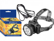 Фонарь ULTRA FLASH LED 5363  (налоб. аккум.9LED) черный