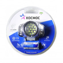Фонарь налобный КОСМОС H19LED,  1W XPE LED + 6 SMD LED 3*AAA(R03), батарейки в комплекте