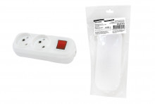 Колодка розеточная 2 гнезда 2П+3 c выключателем 16А 250В белая серии 