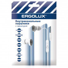 Наушники вакум. с микроф. пров. ERGOLUX ELX-WHP02P-C01 ПРОМО ( Jack 3.5мм, 1,2м, 32 Oм,белые, пакет)