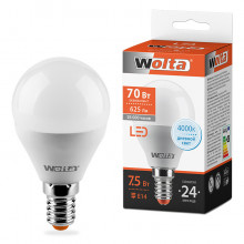WOLTA лампа LED G45 7.5Вт 625лм Е14 4000К   1/50